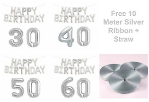 Happy Birthday Giant Age Number Foil Balloons Self-inflating Banner Baloons