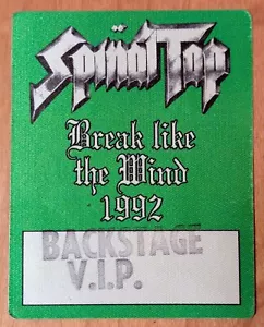 Spinal Tap Break Like The Wind 1992 sin usar Backstage V.I.P. Pase - Imagen 1 de 2