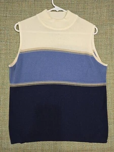 Croft & Barrow Damen weiß XL Stehkragen Pullover Weste blau schwarz Colorblock - Bild 1 von 7