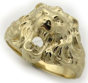 Anillo para hombre oro auténtico 750 cabeza de león oro amarillo 18 quilates calidad maciza mujer - Imagen 1 de 6