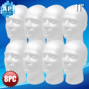 8pc 11' MALE FOAM MANNEQUIN MANIKIN head wig display hat glasses - Picture 1 of 5