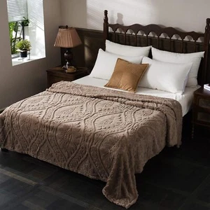 Brown Fleece Throw Blanket for Couch Sofa Bed - Super Soft Queen Blankets for... - Picture 1 of 9