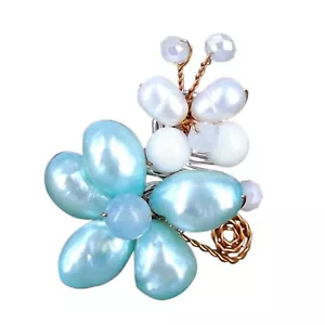 Anillo de perlas de agua dulce con conexiones mariposas y florales - Imagen 1 de 5