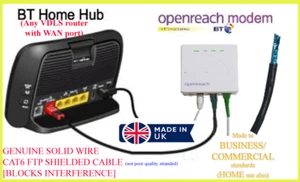Genuine - BT BUSINESS & HOME BROADBAND cables -RJ45 Cat6 FTP Shielded Black VDLS - Afbeelding 1 van 10