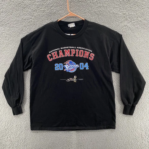 VINTAGE Detroit Pistons Shirt Men Extra Large Black 2004 Final Champions NBA Y2K Cover