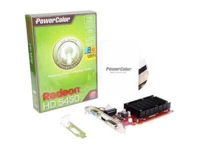 PowerColor ATI Radeon HD 5450 AX5450 1GBK3-SH 1GB GDDR3 Video Card HDMI DVI VGA - Image 1 of 4