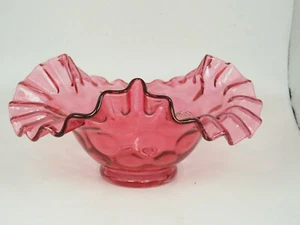 Fenton Arándano Rosa Moneda Punto Doble Volantes 7" Cuenco Jarrón Plato Caramelo De Colección - Imagen 1 de 9