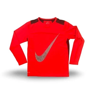 Nike Boy's Dri-FIT Red Long Sleeve T Shirt Swoosh Size XL Light Weight - Picture 1 of 7