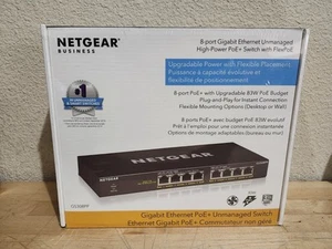 NEW NETGEAR GS308PP 8 PORT GIGABIT ETHERNET UNMANAGED HIGH POWER POE+ SWITCH - Picture 1 of 5