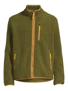 George Mens Full Zip Sherpa Mock Neck Jacket Forest Myrtle Size Medium - Picture 1 of 2