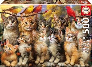 NEW Educa Jigsaw Puzzle 500 Pieces 10+ Ages Kittens and Birds - Picture 1 of 2