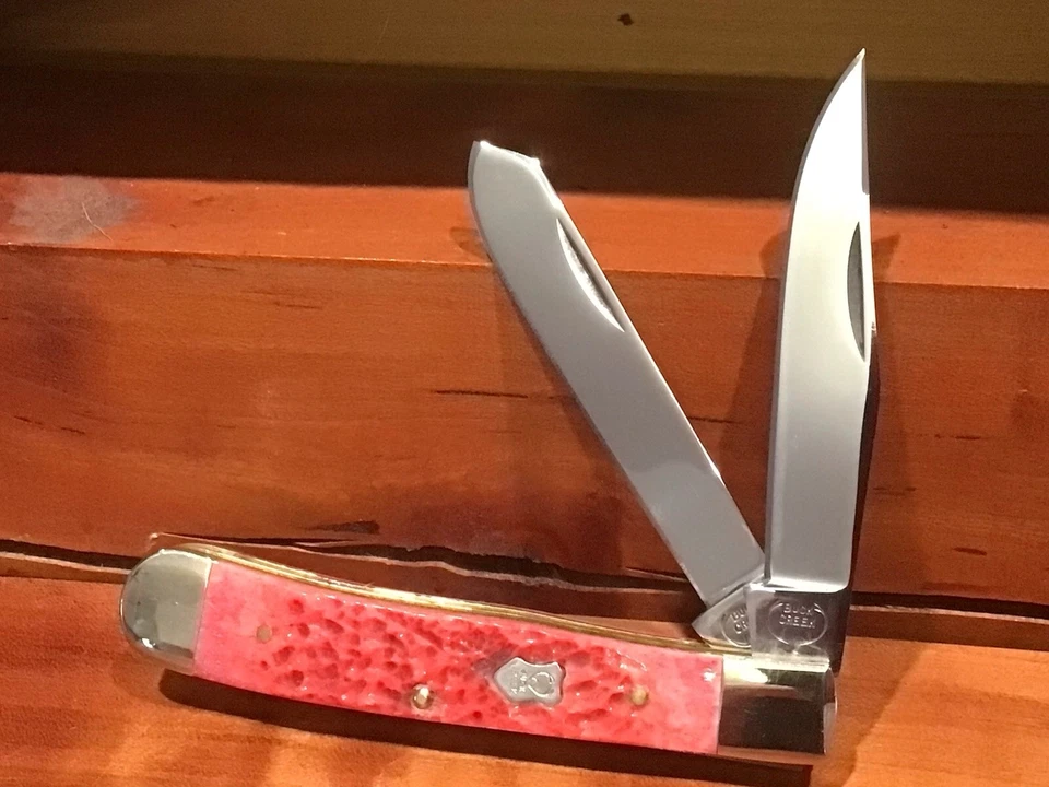 Cuchillo Buck Creek SOLINGEN ALEMANIA Cuchillo Trampero Hueso Rojo Gigged Foto 1 de 4