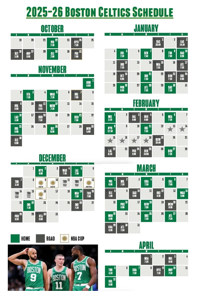2025/26 NBA Basketball Teams Schedule Magnets 5" X 3.5"(Choose From List) - Image 1 of 1