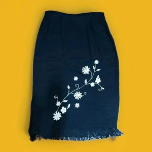 Vtg 90s TEDDI Sz 16 Black Long Skirt Beads Black Fringe CottageCore Whimsigoth - Picture 1 of 10