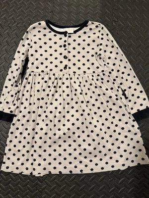 Hanna Andersson Black White Polka Dot Dress Sz 8 Button Up Rockabilly Retro - Image 1 of 4