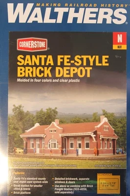 Walthers Cornerstone - Santa Fe-Style Brick Depot Building Kit-N Scale 933-3803 - Image 1 of 3