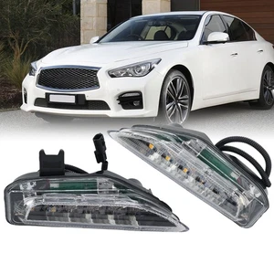 PAIR Front Fog Lamp Turn Signal Light Sequential LED For Infiniti Q50 Q50S Sport - Picture 1 of 22