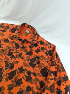 Vintage Cabelas  Mens 3XLT Orange Camo Flannel Chamois Button Hunting Tall Heavy - Picture 1 of 8