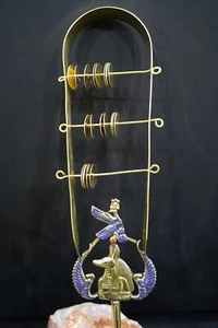 Hathor Copper Sistrum with Anubis and the Vulture ( Nekhbet ) and Gemstone Wings - Picture 1 of 4