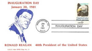 RONALD REAGAN - INAUGURACIÓN 1981 - USCS Almirante Byrd Cap. No. 11 caché - Imagen 1 de 1