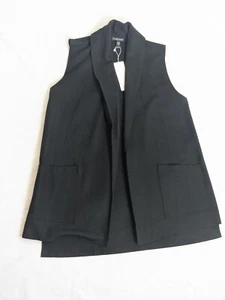 NWT Eileen Fisher Boiled Wool Shawl Collar vest Pockets Black XS - Picture 1 of 5
