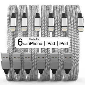 [Apple MFi Certified] 6Pack 3/3/6/6/6/10 FT iPhone Charger Long Lightning... - Photo 1 sur 7