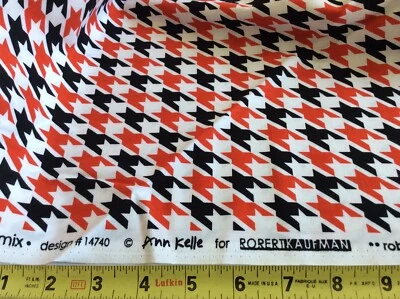 ROBERT KAUFMAN #14740-3 RED/BLACK HOUNDSTOOTH BY ANN KELLE--BY THE YARD - Image 1 of 2