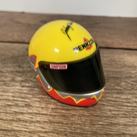 Vintage Simpson Signature Edition Johnny Benson Mini Helmet Pennzoil Cover