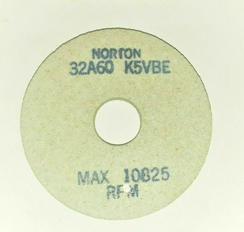 NORTON GRINDING WHEEL 32A60-K5VBE  3" X 3/8" X 3/4" MAX RPM 10825 (NEW) - Image 1 of 1