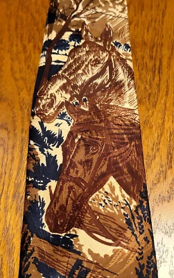 Polo by Ralph Lauren Equestion Silk Tie - Beige/Navy/Brown - Image 1 of 3