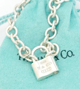 Bracciale Tiffany & Co. 1837 Lucchetto Lucchetto 6,3" Argento 925 Autentico con Borsa #5385 - Foto 1 di 9