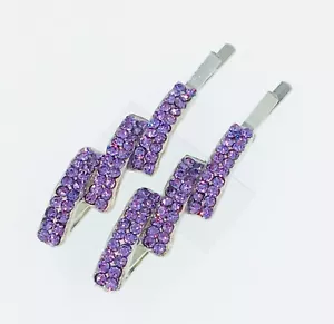 USA Bobby Pin use Swarovski Crystal Hairpin Hair Clip Wedding Bridal Purple N11 - Picture 1 of 5