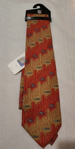 NFL San Francisco 49er Neck Tie #1 foam finger Red Gold NWT Cover