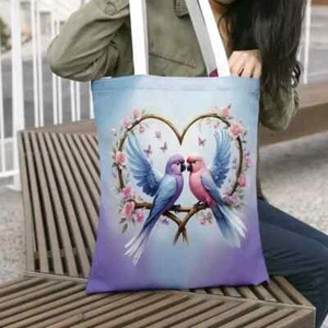 Bird Couple - Shopping /Tote Bag - New - Great Gift for Bird Lovers - Picture 1 of 6