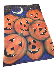 Halloween Jack O Linterna Calabaza Pila Jardín Porche Bandera Doble Cara 25 x 38” - Imagen 1 de 6