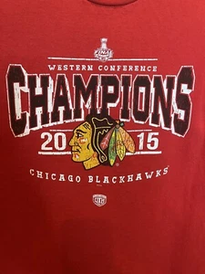 Chicago Blackhawks 2015 Stanley Cup Conference Champions Red T-Shirt Adult 2XL - Picture 1 of 6