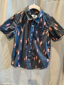 Boys Old Navy Navy Blue with Seahorses Size 5T Short-Sleeve Shirt (GUC) - Picture 1 of 2