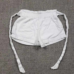Abercrombie & Fitch Shorts Womens XS White LInen Blend Tie Waist Pull On 3" - Picture 1 of 9