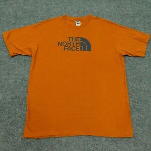 The North Face T-Shirt Noir Demi Dôme Grand Logo Sur Orange Brûlé S/S Homme L