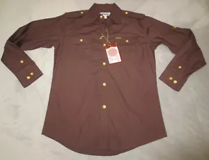 ☆ NEW NWT ABLANCHE Brown Long Sleeve Button Up Sz Medium DRESS SHIRT CLASSY L/S - Picture 1 of 14