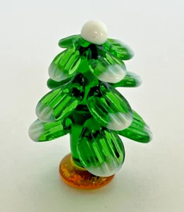 Ganz Mini Glass Green Snow Covered Winter Tree-Christmas Figurine 1 1/2" Tall - Picture 1 of 4