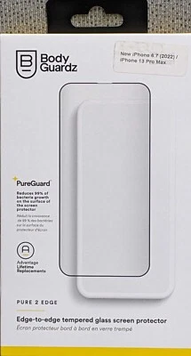 5 Pack-BodyGuardz Pure 2 Edge Tempered Glass Screen Protector iPhone 13 Pro Max - Image 1 of 4