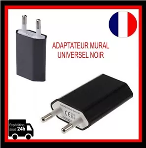 Adaptateur Mural Secteur Universel Noir 1 Port Chargeur USB 2 Broches - Bild 1 von 3