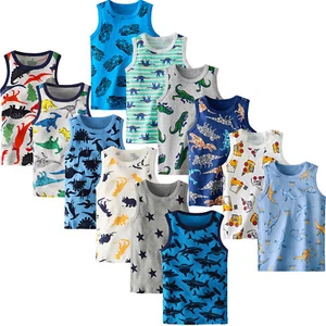 Paquete de 3 camisetas sin mangas de algodón de lujo para niños pequeños dinosaurios - Imagen 1 de 31