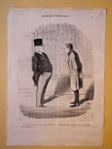 HONORE DAUMIER Original Lithograph LE CHARAVARI Locataires et Propriétaires - Picture 1 of 4