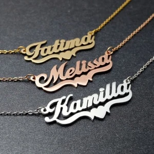 Personalized Custom Engraved Stainless Steel Name Necklace Women Jewelry Gift - Picture 1 of 21