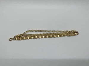 Vintage 70s Multi Strand gold tone chain bracelet 4 Different Chains Layer 7.5" - Picture 1 of 4