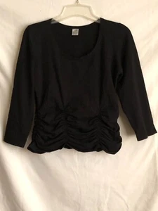 Magdalena Damen Baumwolle Langarm Rüschen Top schwarz Größe M (8/10) HERGESTELLT IN USA - Bild 1 von 7