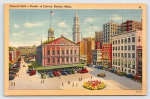 Postal de lino Faneuil Hall Boston Massachusetts c1944 P4 - Imagen 1 de 2