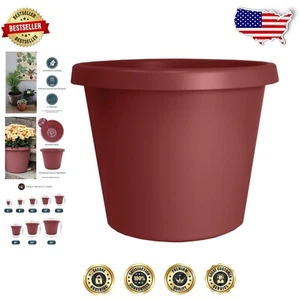 Stylish 20 Inch Round Prima Planter for Flowers & Herbs - Marsala Color - Picture 1 of 9